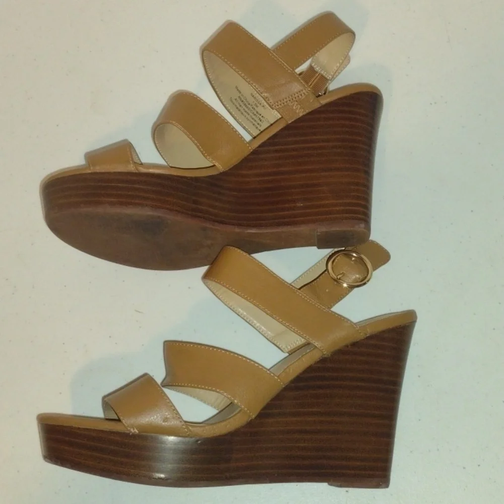 14th & Union Narissa Slingback Wedge Sandal Cognac Brown Women’s Shoes  size 7.5